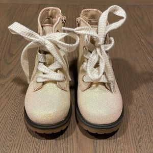Cat and Jack Ivory/Gold Shimmery boots